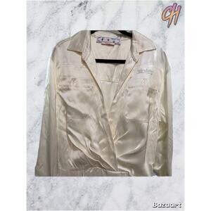 Off-White Duchesse White Twist Long Dress Sz 38 (MSRP: $1161.00)